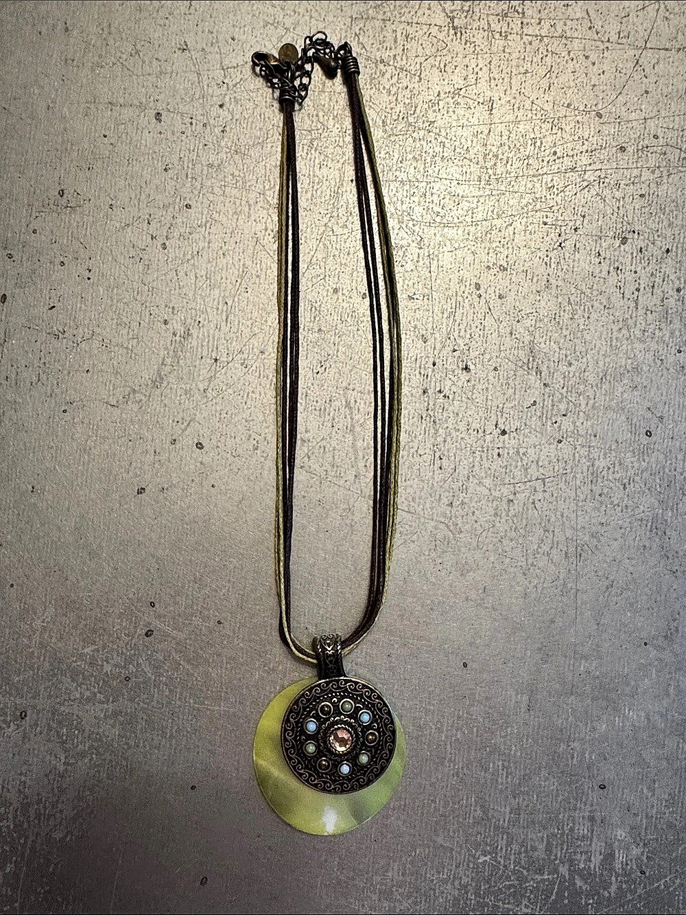 Premier Designs Green & Black Pendant Necklace
